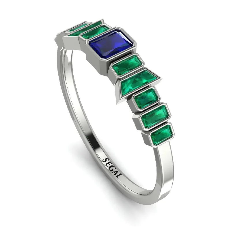 women's rings ruby -Emerald Sapphire Mix Band - Valerie No. 30