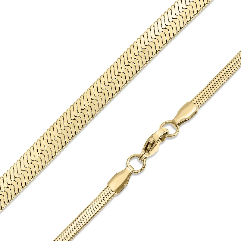 women's necklaces with love pendant -18K Gold PVD Stainless Steel Herringbone Chain Necklace / CHN9771