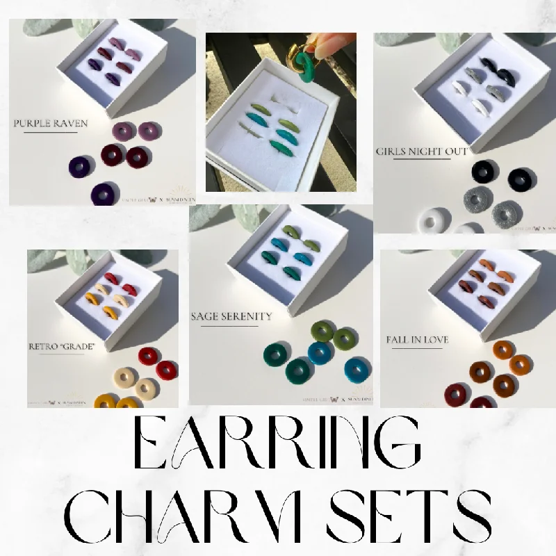 women's earrings with stackable look -Earring Charm Sets