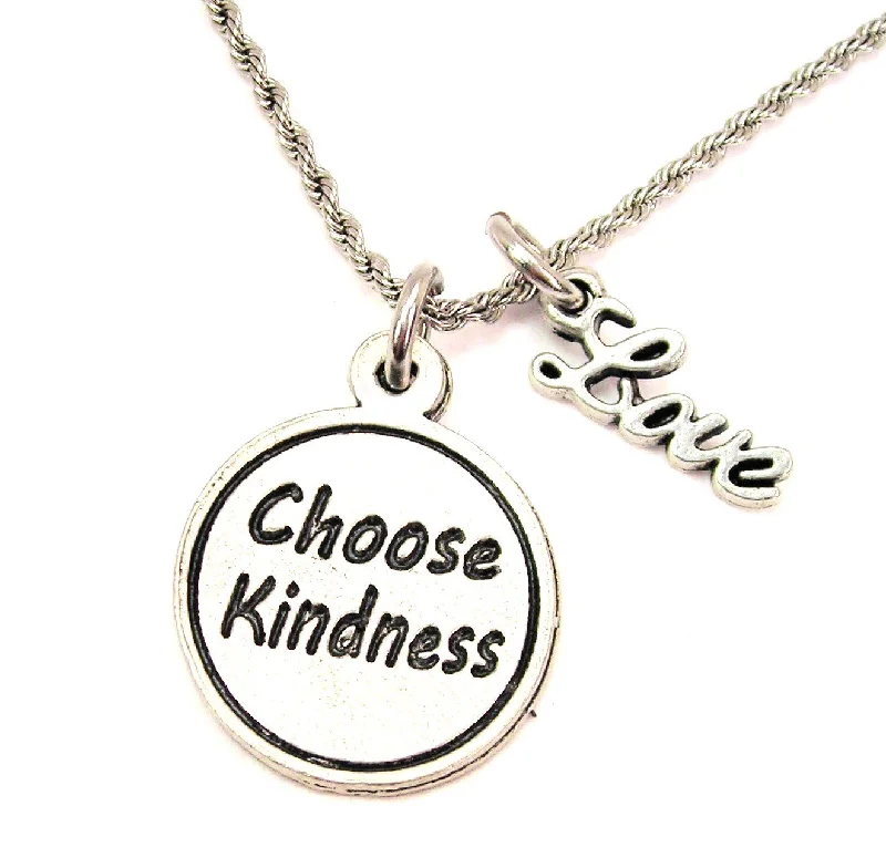 women's necklaces with infinity charm -Choose Kindness 20" Chain Necklace With Cursive Love Accent