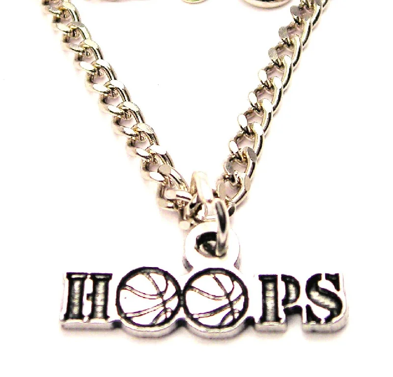 women's necklaces with horseshoe design -Hoops With Basketballs Single Charm Necklace