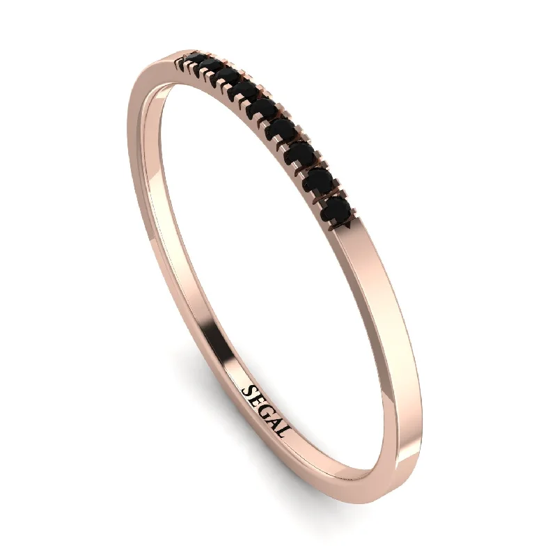 women's rings mixed metals -Thin Eternity Black Diamond Band - Daisy No. 8