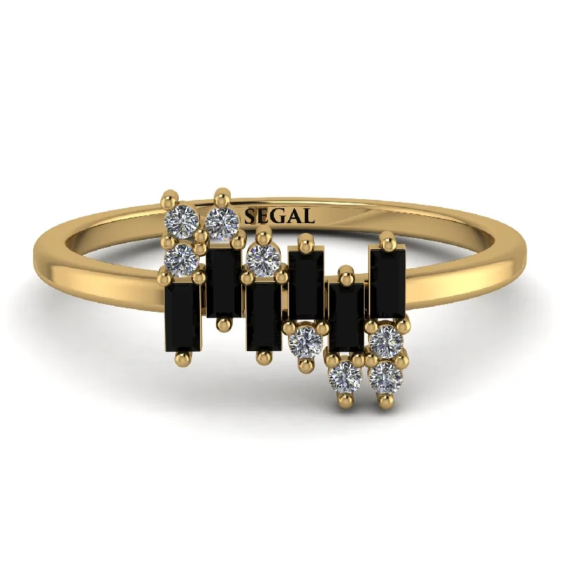 women's rings statement ring -Baguette And Round Black Diamond Band - Daniela No. 7