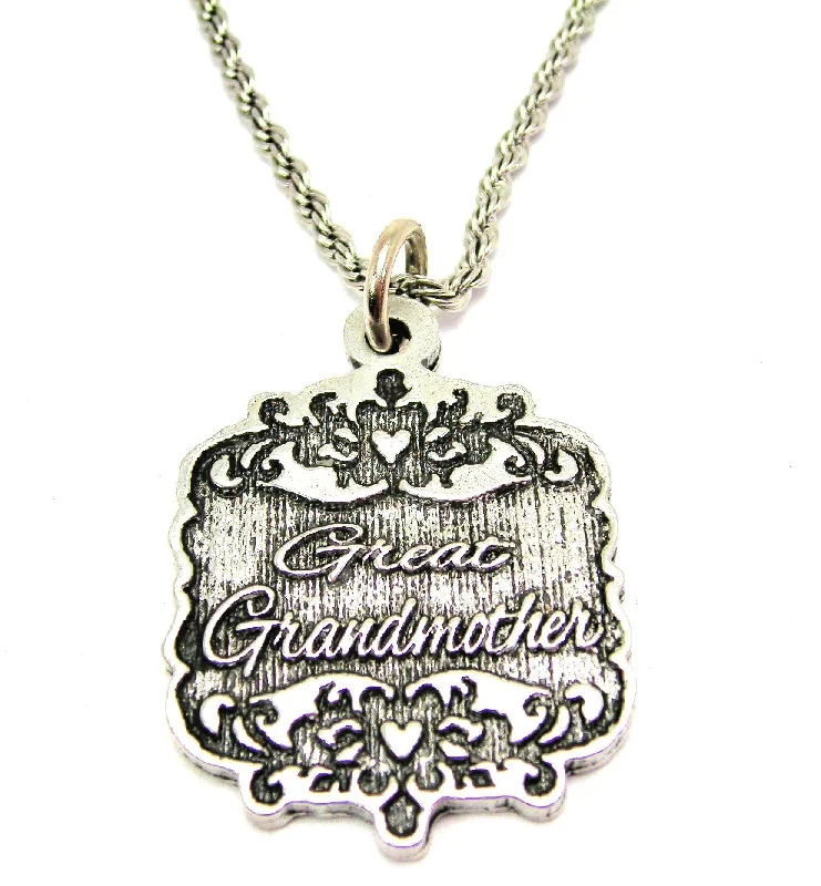 women's necklaces with charm -Great Grandmother Victorian Scroll Single Charm Necklace