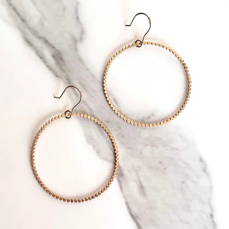 women's earrings with gemstone drop -14kt Gold-Filled Circle Beaded Hoop Earrings