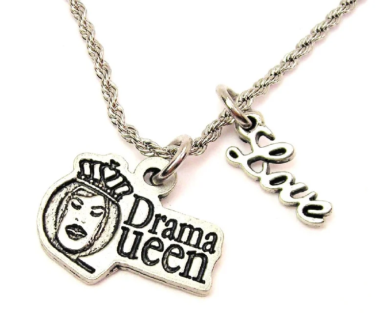 women's necklaces heart-shaped pendant -Drama Queen 20" Chain Necklace With Cursive Love Accent