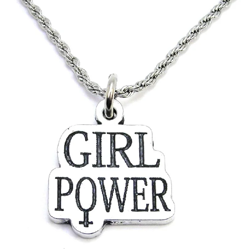 women's necklaces with bold statement -Girl Power Single Charm Necklace