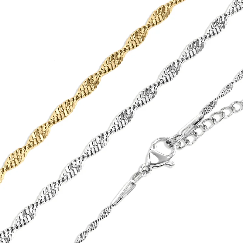 women's necklaces with crystal accents -Stainless Steel Singapore Chain Necklace / CHN9961