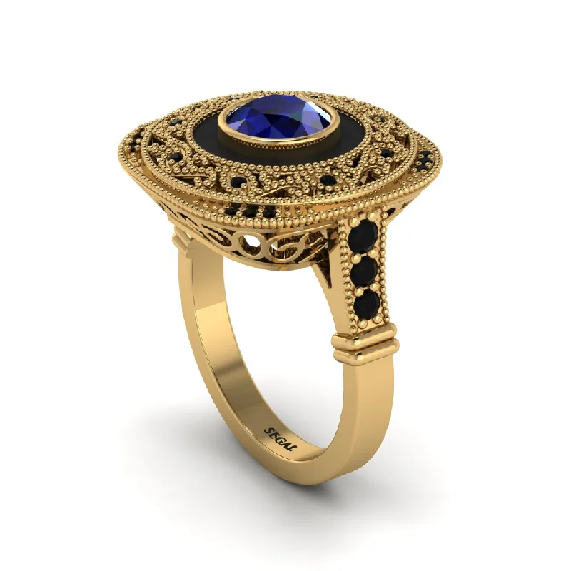 women's rings gold -Fancy Art Deco Sapphire Ring - Pauline No. 43