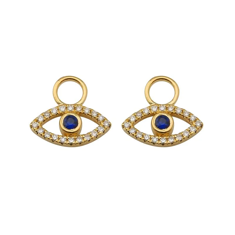 women's earrings for statement looks -Evil Eye Sapphire Open Earring Charm