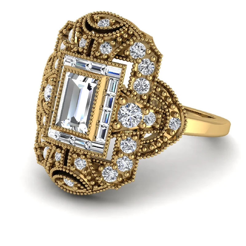 women's rings mixed stone design -Victorian Gold Ring With Diamond - Janice No. 1