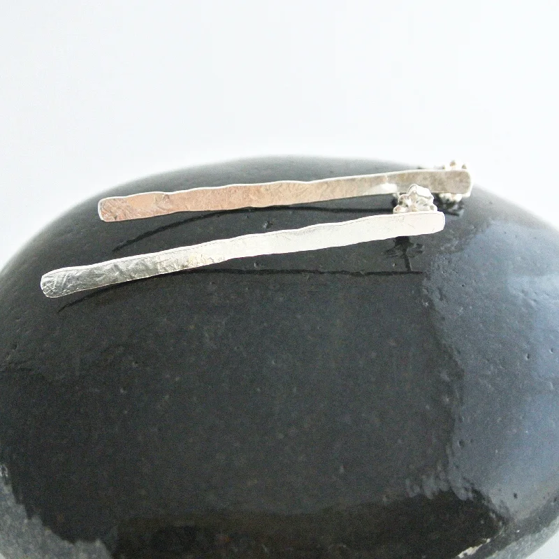 women's earrings gemstone -Erika - Match Stick Argentium Silver Dangle Stud Earrings - Nickel Free