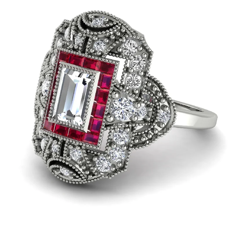 women's rings ruby -Victorian Gold Ring With Diamond - Janice No. 48