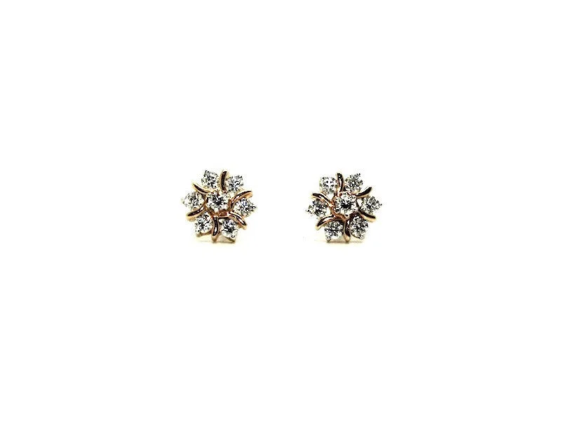 women's earrings with diamond halo -Sunburst Halo Diamond Earring Ad No. 0128