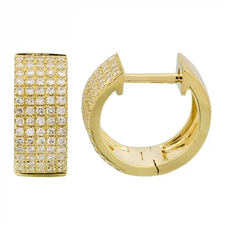 women's earrings with gold hoops -14k Yellow Gold Classic Diamond Huggie Earrings