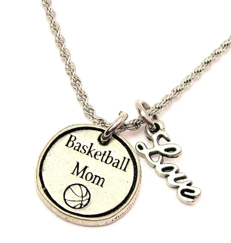 women's necklaces with snake design -Basketball Mom 20" Chain Necklace With Cursive Love Accent