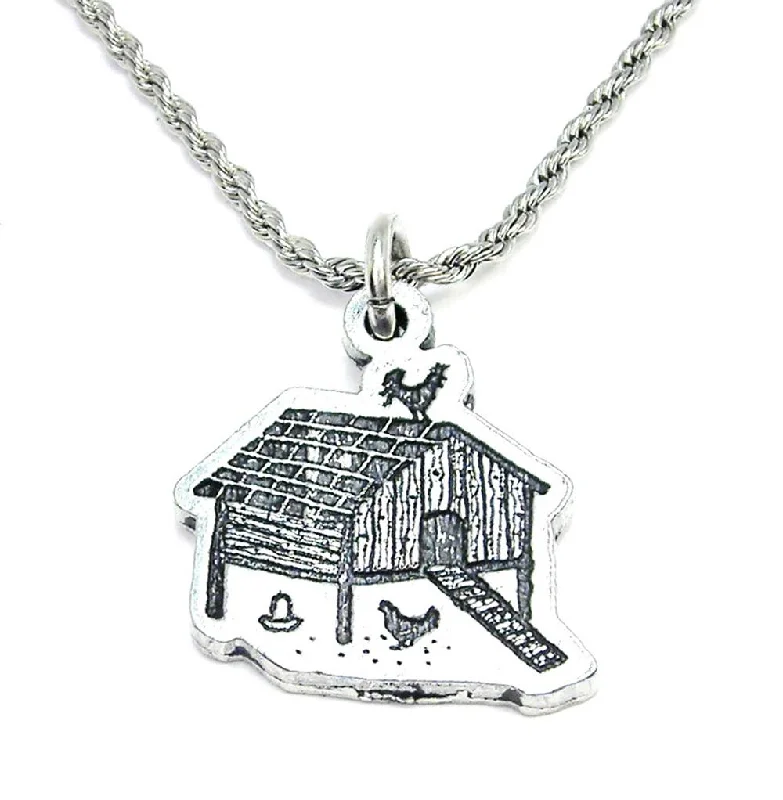 women's necklaces with diamond pendant -Cute Little Chicken Coop Single Charm Necklace