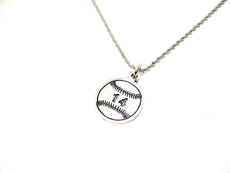 women's necklaces with crown pendant -Baseball Softball Choose Your Number - 20" Stainless Steel Rope Necklace