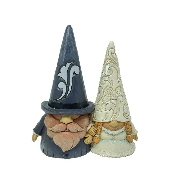 engagement rings with luxurious sparkle -Jim Shore Heartwood Creek Happy Ever After Wedding Bride and Groom Gnome Couple Figurine