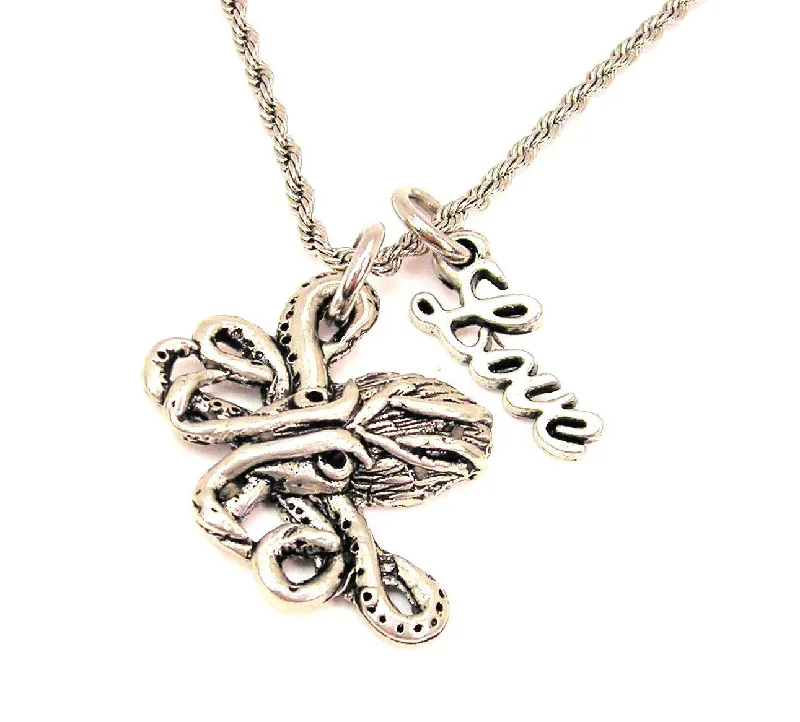 women's necklaces with horseshoe design -Cthulhu 20" Chain Necklace With Cursive Love Accent