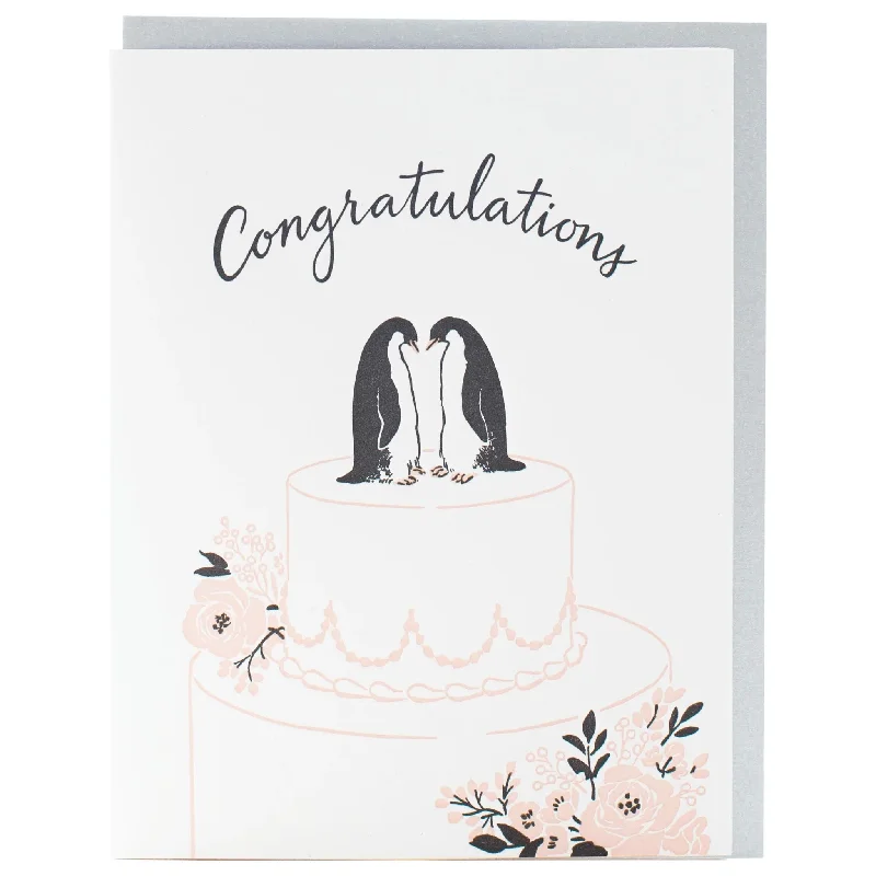 engagement rings with princess cut diamond -Penguins Wedding Congratulations Card