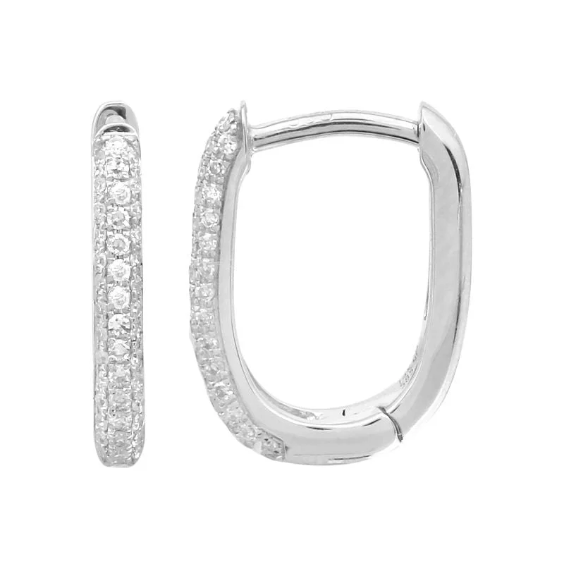 women's earrings drop -14k White Gold Classic Diamond Huggie Earrings