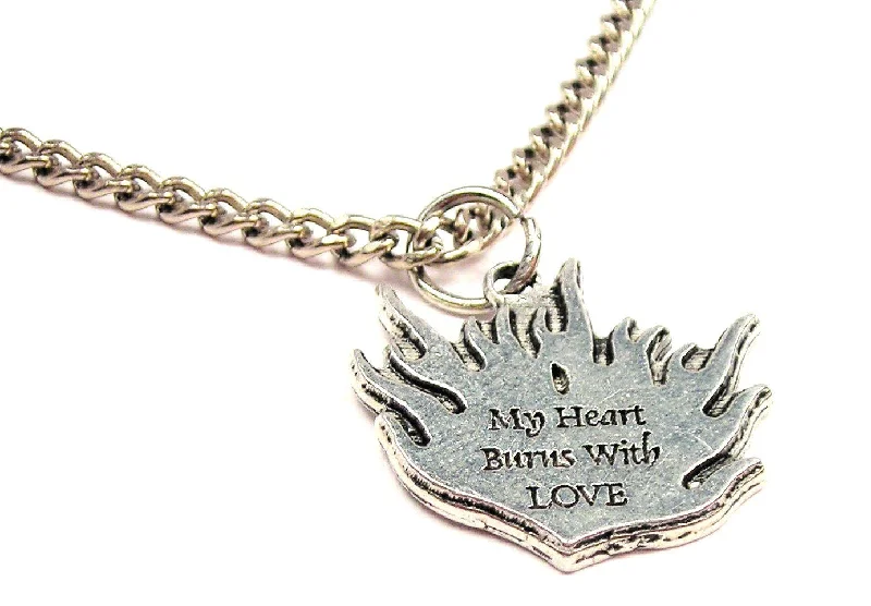 women's necklaces celebrity style -My Heart Burns With Love Single Charm Necklace