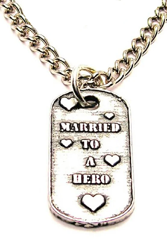 women's necklaces fashion-forward -Married To A Hero Single Charm Necklace