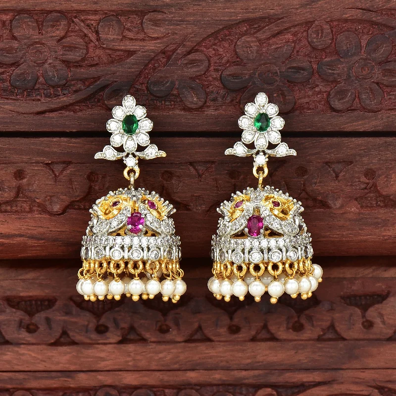 women's earrings with cluster diamonds -Zirconia Jhumka Earrings