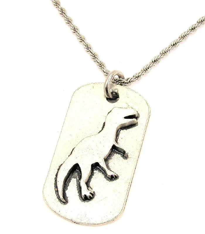 women's necklaces with vintage charm -Dinosaur Dog Tag Single Charm Necklace