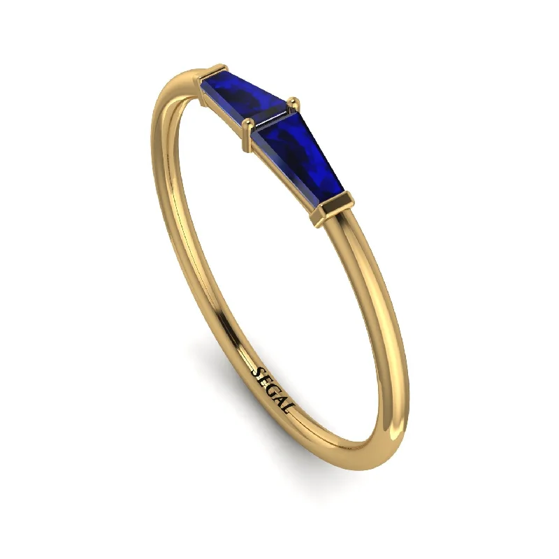 women's rings retro design -Thin Baguette Sapphire Ring - Julianna No. 13