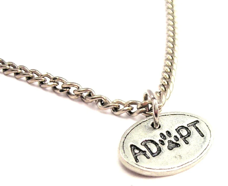 women's necklaces for casual wear -Adopt With Center Paw Single Charm Necklace