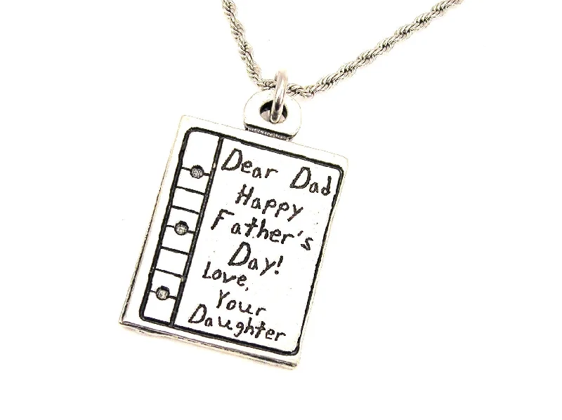 women's necklaces with star-shaped pendant -Dear Dad Happy Father's Day Love Your Daughter Single Charm Necklace