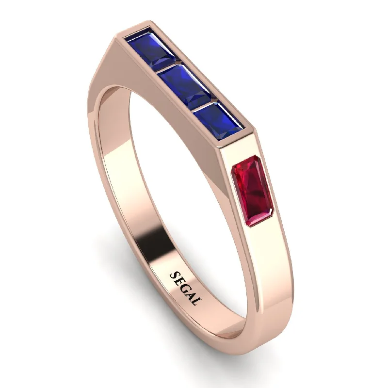 women's rings with nature gemstones -Emerald Cut Thin Sapphire Signature Ring - Sara No. 59