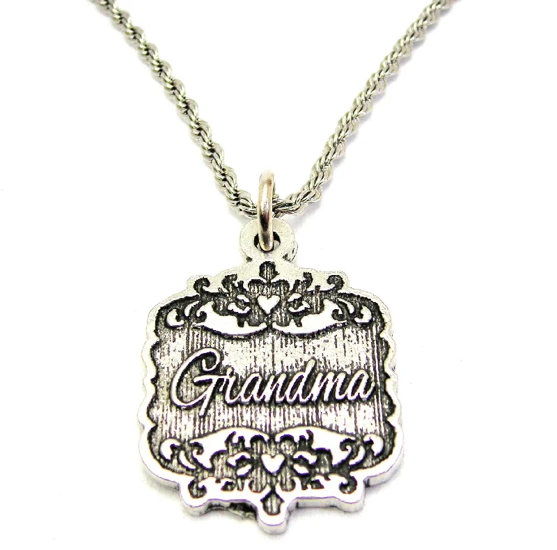 women's necklaces silver -Grandma Victorian Scroll Single Charm Necklace