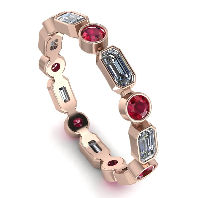 women's rings with symbolic meaning -Emerald Cut Diamond Bezel Eternity Ring - Genevieve No. 47