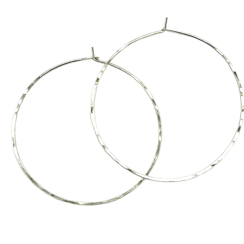 women's earrings with gold hoops -Argentium Silver Metal Large Hoop Earrings - Nickel Free - 2 1/4" Wide