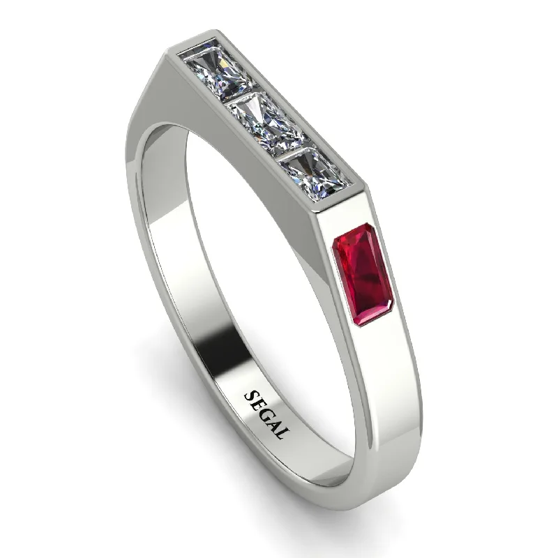 women's rings with polished finish -Emerald Cut Thin Diamond Signature Ring - Sara No. 48