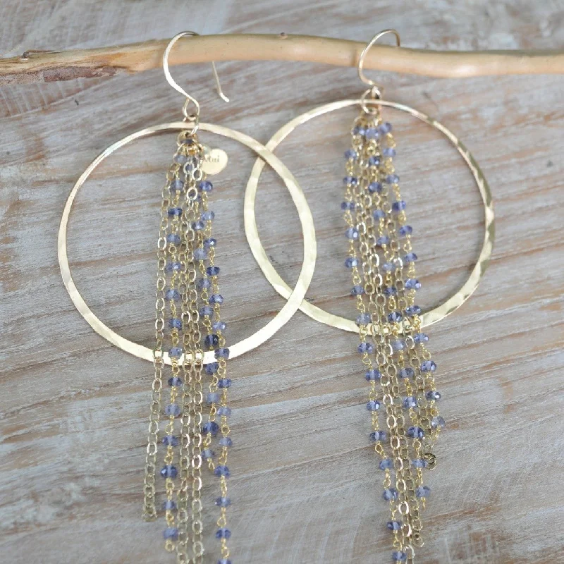 women's earrings with adjustable hooks -Luna Waterfall Hoops