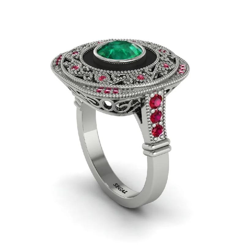 women's rings with contemporary twist -Fancy Art Deco Emerald Ring - Pauline No. 51