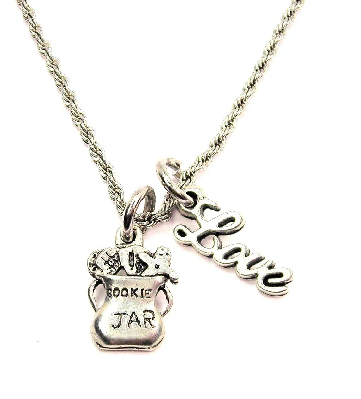 women's necklaces with butterfly charm -Cookie Jar 20" Chain Necklace With Cursive Love Accent