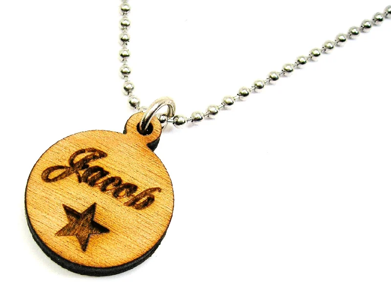 women's necklaces star pendant -Custom Name With Star Charm Necklace