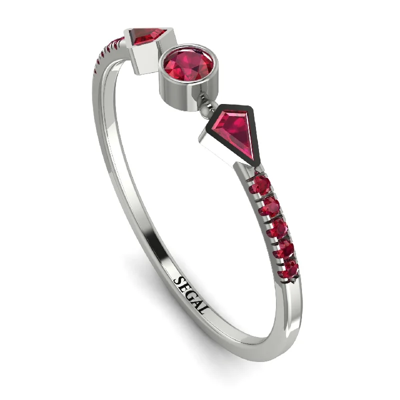 women's rings with engraved initials -Minimalist Geometric Ruby Ring - Kimberly No. 57