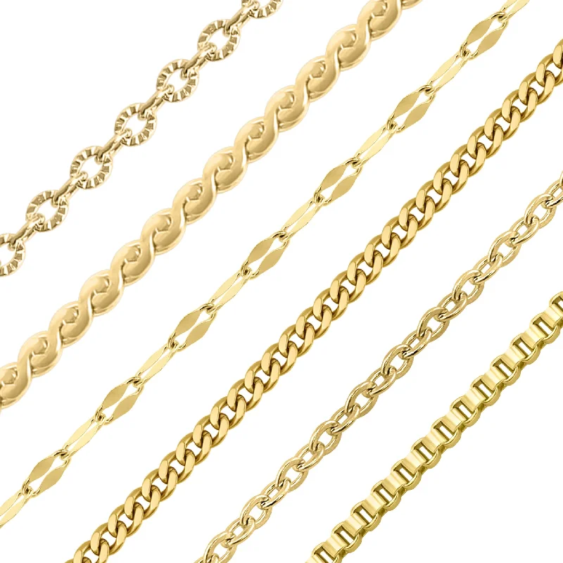 women's necklaces short and dainty -"Dainty" 18K Gold PVD Assorted Chain Necklace Set / BND0039