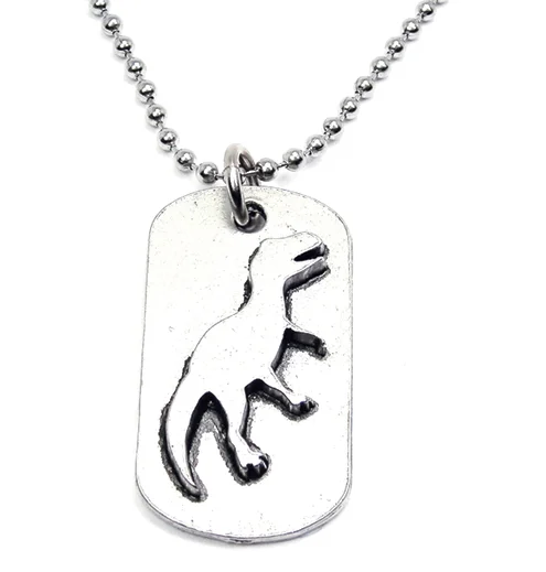 women's necklaces with gemstone -Dinosaur Catalog Dog Tag Necklace