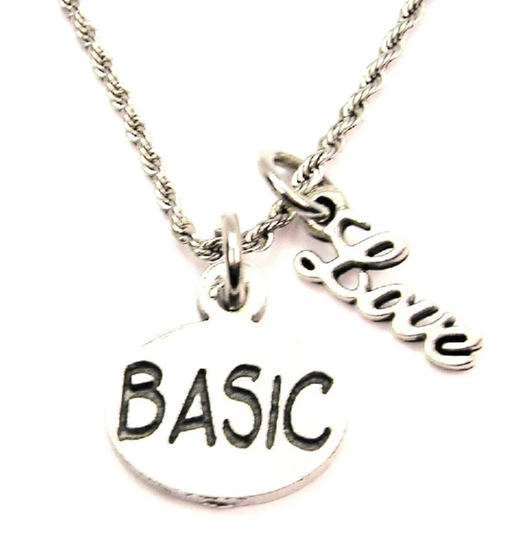 women's necklaces with horseshoe design -Basic 20" Chain Necklace With Cursive Love Accent