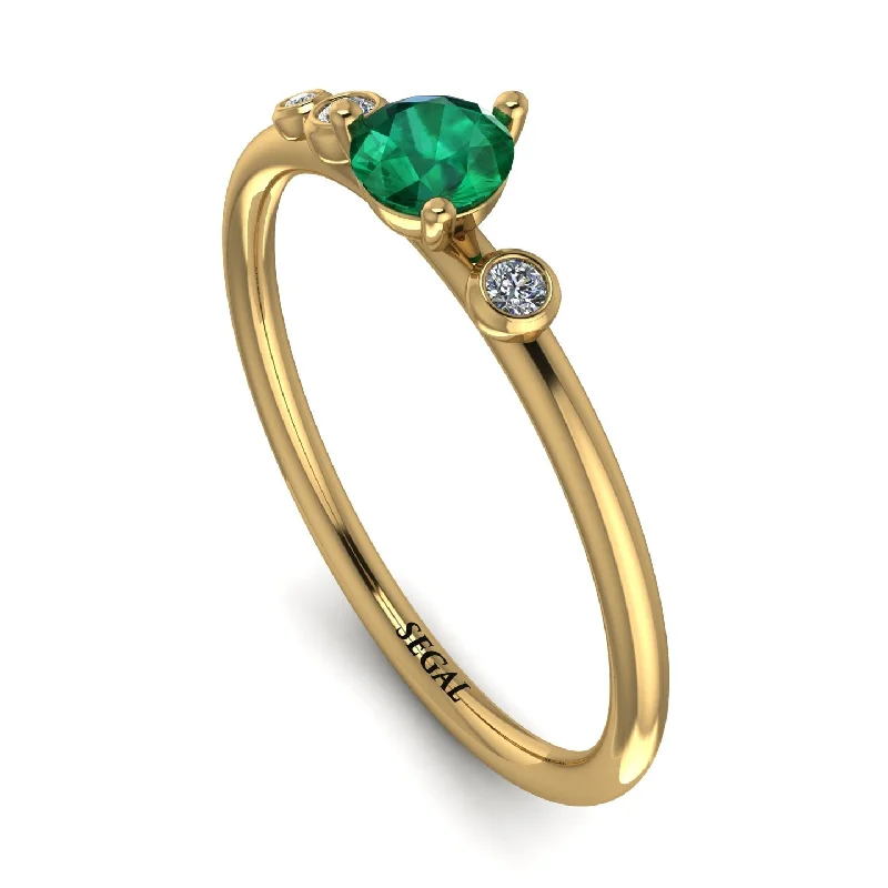 women's rings with asymmetrical design -Minimalist Thin Emerald Ring - Brielle No. 4