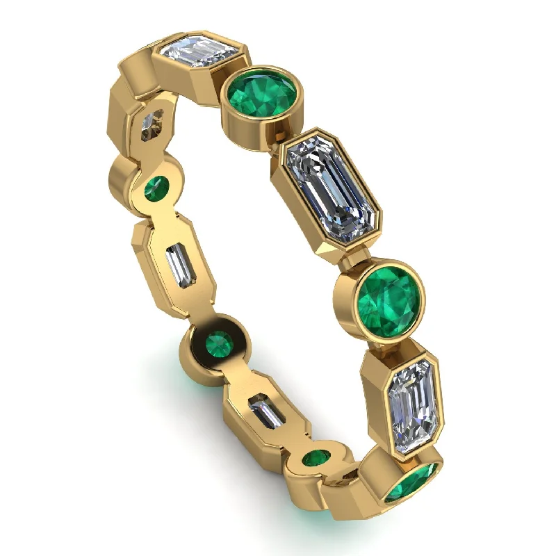 women's rings geometric design -Emerald Cut Diamond Bezel Eternity Ring - Genevieve No. 16