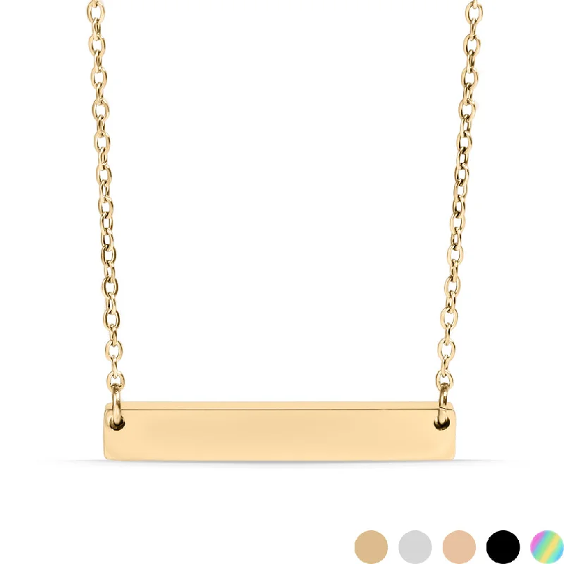 women's necklaces with butterfly charm -18K Gold PVD Stainless Steel Blank Bar Necklace / SBB0019