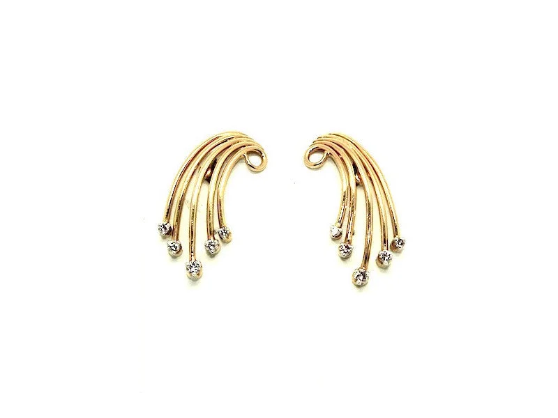 women's earrings with angel wing design -Spiral Curve Diamond Earring Ad No. 0859